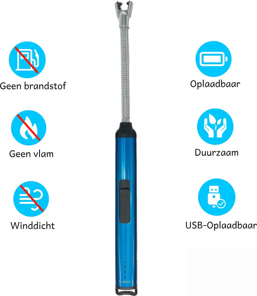 Elektrische Aansteker – USB Oplaadbaar - Blauw – Fornuis – BBQ – Openhaard – Lange Flexibele Aansteker 3 Elektrische Aansteker – USB Oplaadbaar - Blauw – Fornuis – BBQ – Openhaard – Lange Flexibele Aansteker - Afbeelding 3