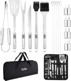 GrillX Barbecue Gereedschap Set - 19-delig - Inclusief Luxe Draagtas - BBQ Accesoires - Gereedschapset