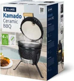 BluMill Kamado BBQ Egg - Kamado 13 Inch - Incl. Vlees Thermometer - Houtskoolbarbecues - Zwart - Ø 27cm -Barbecue Serie Winkel 1090x1200