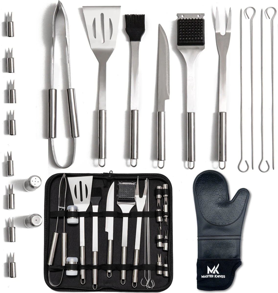 Bbq Accesoires – Bbq Gereedschap – Bbq Set – 22 Delig – RVS 1 Bbq Accesoires – Bbq Gereedschap – Bbq Set – 22 Delig – RVS
