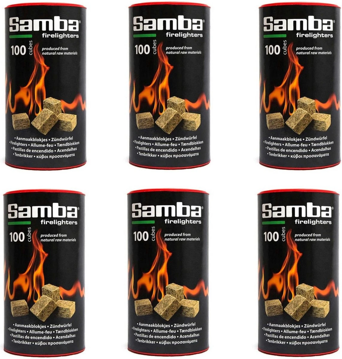 Samba Bruine Aanmaakblokjes Openhaard - 600 Stuks In Kokers - Omdoos 1 Samba Bruine Aanmaakblokjes Openhaard - 600 Stuks In Kokers - Omdoos