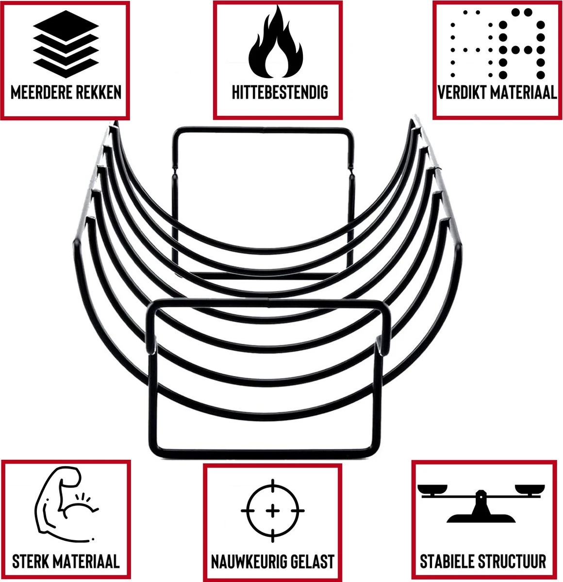 Rednas Sparerib Rek Bbq - Incl. Bakkwast - Bbq Rek - Bbq Accessoires - Rib Rack - Kiphouder - Bbq Gereedschap 5 Rednas Sparerib Rek Bbq - Incl. Bakkwast - Bbq Rek - Bbq Accessoires - Rib Rack - Kiphouder - Bbq Gereedschap - Afbeelding 5
