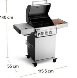Burnhard Gas BBQ FRED JR. Deluxe - 2 Branders - Incl. Keramische Infraroodbrander & Afdekhoes - Deluxe -Barbecue Serie Winkel 1170x1200