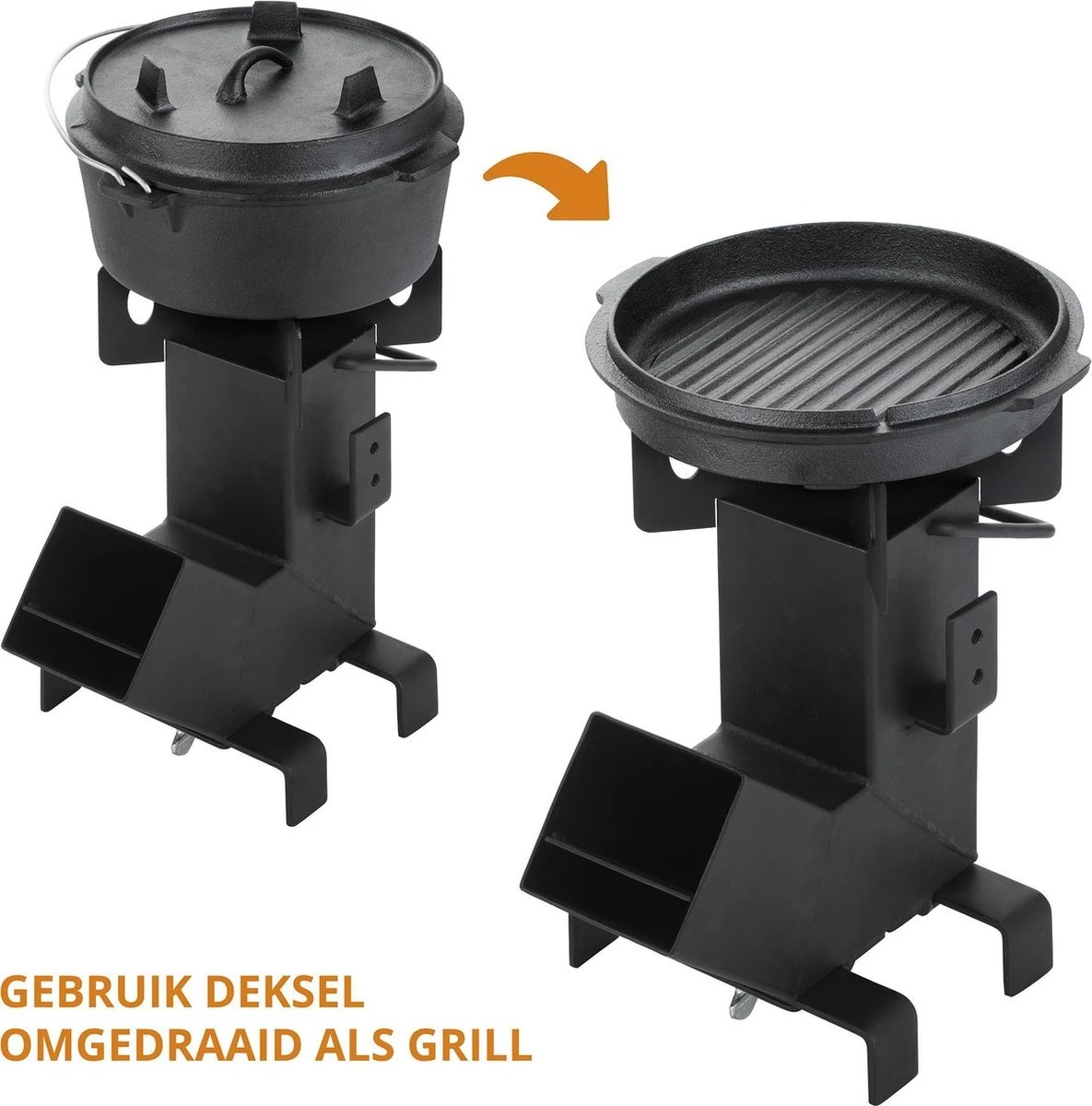 Dutch Mountains Gietijzeren Pannenset 7-delig - Dutch Oven – Braadpan - Grillpan - Hapjespan - Kookset In Houten Transportkist - Deksellifter - Brander 9 Dutch Mountains Gietijzeren Pannenset 7-delig - Dutch Oven – Braadpan - Grillpan - Hapjespan - Kookset In Houten Transportkist - Deksellifter - Brander - Afbeelding 9