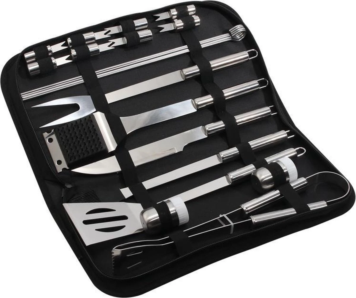 BBQ Barbecuegereedschapset- Barbecuegerei-sets - 20 Delig - Luxe RVS BBQ Accessoires - BBQ Set - BBQ Gereedschap + GRATIS Opbergtas - Barbecue | Grill | Buitenkeuken 3 BBQ Barbecuegereedschapset- Barbecuegerei-sets - 20 Delig - Luxe RVS BBQ Accessoires - BBQ Set - BBQ Gereedschap + GRATIS Opbergtas - Barbecue | Grill | Buitenkeuken - Afbeelding 3