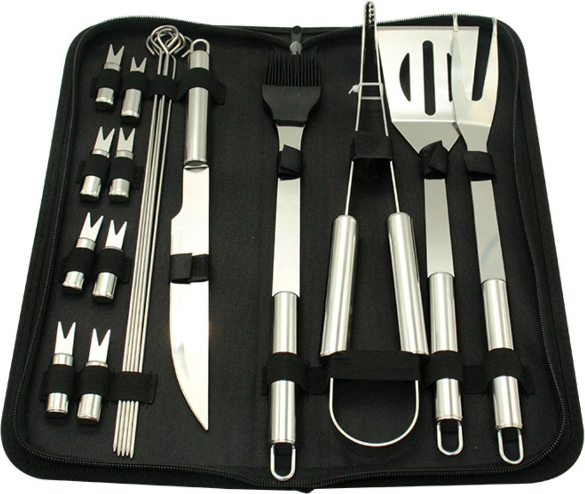 Krumble 18-delige Barbecue Set / Roestvrijstalen BBQ Set Van 18 / Inclusief Handige Opbergtas - RVS 7 Krumble 18-delige Barbecue Set / Roestvrijstalen BBQ Set Van 18 / Inclusief Handige Opbergtas - RVS - Afbeelding 7