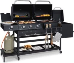 Klarstein Kingsville Double Barbecue - Houtskool- En Gasbarbecue - Smoker BBQ - Inclusief Deksels En Thermometer - Met 2 Roosters - Zwart 21 Klarstein Kingsville Double Barbecue - Houtskool- En Gasbarbecue - Smoker BBQ - Inclusief Deksels En Thermometer - Met 2 Roosters - Zwart -Barbecue Serie Winkel 1200x1020 1