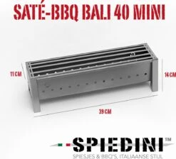 Spiedini Saté-bbq Bali 40 Mini - Kleine, Smalle Houtskoolbarbecue Met Horizontaal Rooster Voor Sate Of Andere Spiesjes - 40 Cm Lang, 11 Cm Breed, 14 Cm Hoog - Ideaal Voor Tuin- Of Open Haard, Of Balkon - Materiaal: Gealuminiseerd Ijzer -Barbecue Serie Winkel 1200x1086