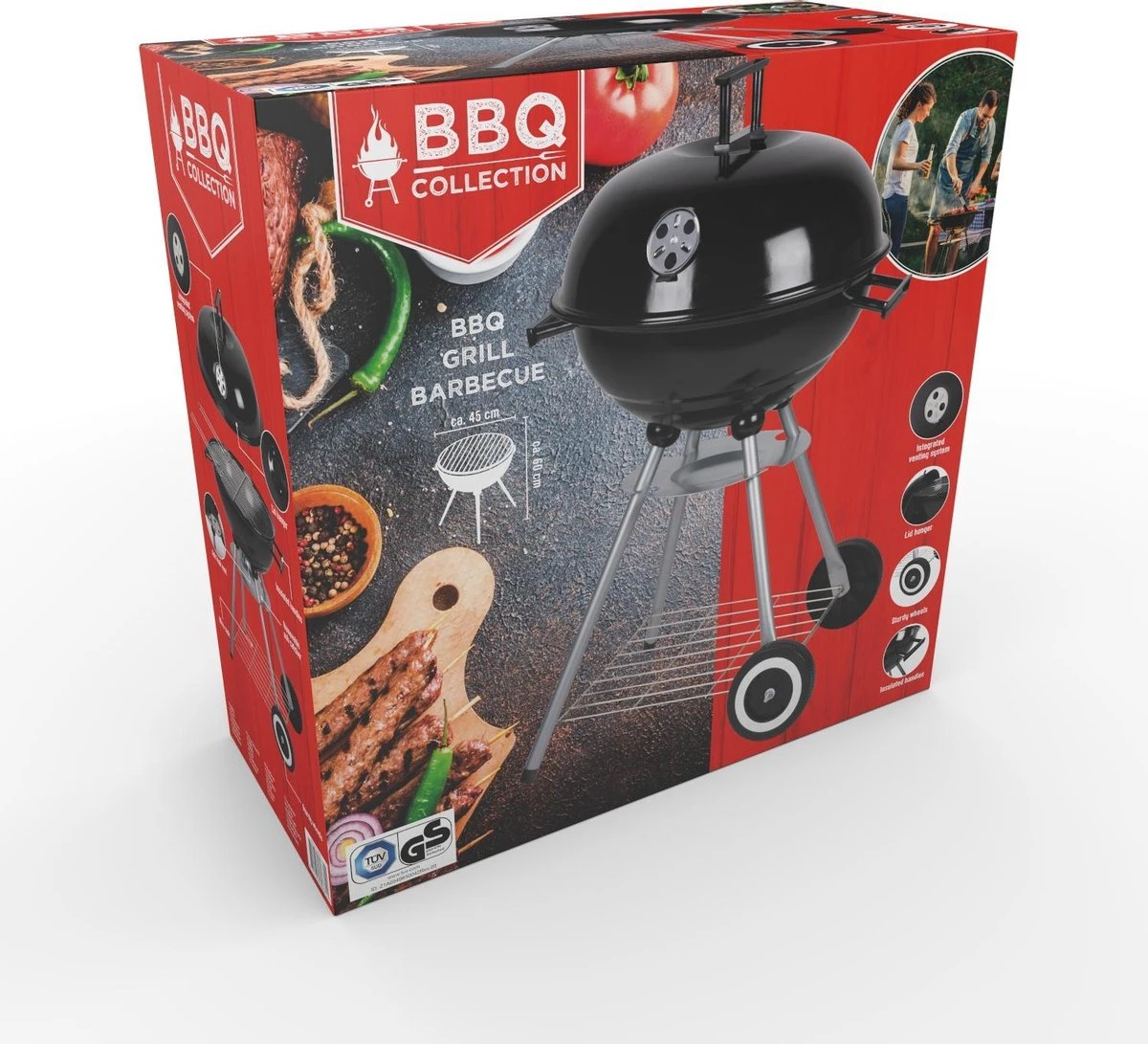 BBQ Collection Houtskoolbarbecue - Kogelbarbecue 45 X 60 Centimeter - Ronde Barbecue - Barbecue Op Wielen - Zwart - Metaal 5 BBQ Collection Houtskoolbarbecue - Kogelbarbecue 45 X 60 Centimeter - Ronde Barbecue - Barbecue Op Wielen - Zwart - Metaal - Afbeelding 5
