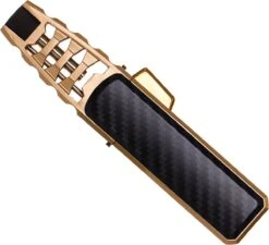 Merkloos Turbo Jetflame Aansteker - Gasbrander - Vuurwerk Torch - Crème Brûlée Brander - BBQ En Sigaren Aansteker - Windproof - Carbon Met Goudkleurige Metalen Behuizing -Barbecue Serie Winkel 1200x1094
