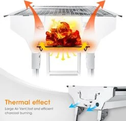 Uten - Houtskoolbarbecue - Opvouwbare Barbecue - Houtskoolbarbecues - Draagbare Camping Barbecue - 430 Roestvrij Staal Grill BBQ - 5-10 Persoon Tuin Buitenfeest - Zilver -Barbecue Serie Winkel 1200x1152