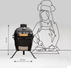 BluMill Kamado BBQ Egg - Kamado 13 Inch - Incl. Vlees Thermometer - Houtskoolbarbecues - Zwart - Ø 27cm -Barbecue Serie Winkel 1200x1156