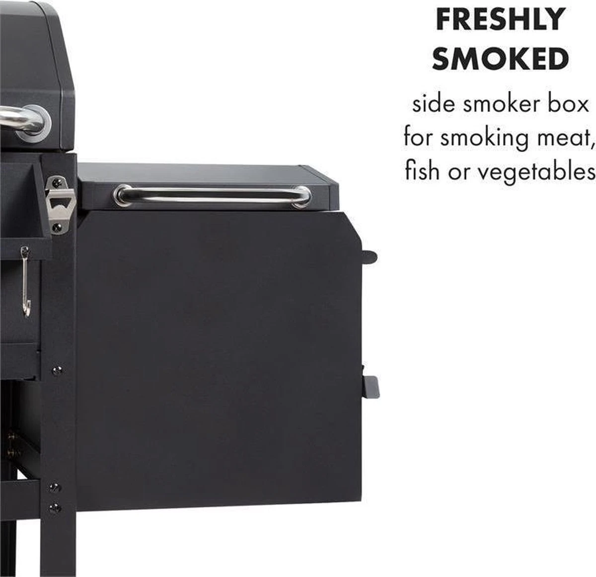 Klarstein Kingsville Double Barbecue - Houtskool- En Gasbarbecue - Smoker BBQ - Inclusief Deksels En Thermometer - Met 2 Roosters - Zwart 8 Klarstein Kingsville Double Barbecue - Houtskool- En Gasbarbecue - Smoker BBQ - Inclusief Deksels En Thermometer - Met 2 Roosters - Zwart - Afbeelding 8