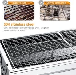 Uten - Houtskoolbarbecue - Opvouwbare Barbecue - Houtskoolbarbecues - Draagbare Camping Barbecue - 430 Roestvrij Staal Grill BBQ - 5-10 Persoon Tuin Buitenfeest - Zilver -Barbecue Serie Winkel 1200x1184
