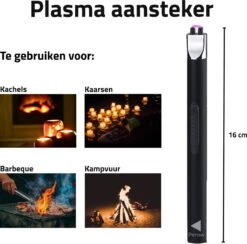 Oplaadbare Lange Elektrische Aansteker - Duurzame Plasma Aansteker - Inclusief Cadeauverpakking - BBQ - Kaarsen - Zwart -Barbecue Serie Winkel 1200x1187 11