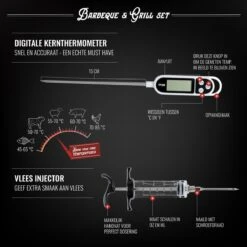 Mountain Jack® 40-Delige Luxe BBQ Grill Accessoires Set In Roestvrij Staal – Barbecue Gereedschap – Tangenset, Vlees Thermometer, Vleestang, Borstel, Spiezen, Vleesmes, Vleesvork -Barbecue Serie Winkel 1200x1199 7