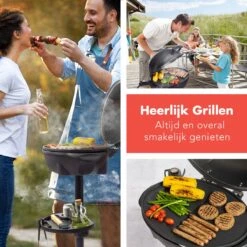 KitchenBrothers Elektrische BBQ - Met Grillplaat - Anti-aanbaklaag - Incl. Plank/Houders - Grilloppervlak 46,5x33,8cm - Tot 300°C - 2400W - Zwart -Barbecue Serie Winkel 1200x1200 132