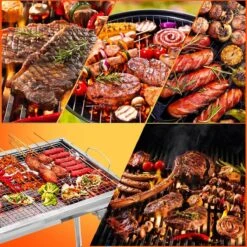 Uten - Houtskoolbarbecue - Opvouwbare Barbecue - Houtskoolbarbecues - Draagbare Camping Barbecue - 430 Roestvrij Staal Grill BBQ - 5-10 Persoon Tuin Buitenfeest - Zilver -Barbecue Serie Winkel 1200x1200 213