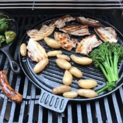 Chefs Cuisine Gietijzeren Grillpan - Grillpan Gietijzer - Gietijzer Bbq Grillpan - Gietijzeren Grillplaat - Pizzasteen - Plancha Gietijzer - Gietijzeren Bakplaat - Rond 36 Cm - Dubbelzijdig -Barbecue Serie Winkel 1200x1200 416