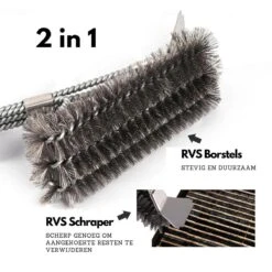 Gohh BBQ Borstel Met Schraper - Schoonmaakborstel - Barbecue Krabber Met Handige Bewaarzak 2 In 1 -Barbecue Serie Winkel 1200x1200 419