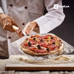 Qualux Pizzaschep Tweedelig – Pizzaschep Voor BBQ – Ophangbaar – Hout/rvs -Barbecue Serie Winkel 1200x1200 428