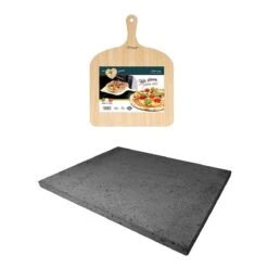 ETNA Pizza Set - Grote Pizzasteen & GRATIS Pizzaschep - 30 Cm X 38 Cm - Echt Italiaanse Pizzasteen - Broodbaksteen - BBQ Pizzasteen - Gemaakt Van Lavasteen Uit De Etna - Non-stick - Eppicotispai -Barbecue Serie Winkel 1200x1200 556