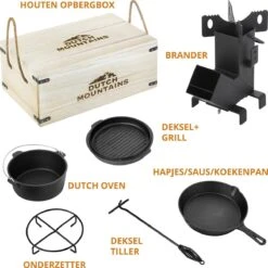 Dutch Mountains Gietijzeren Pannenset 7-delig - Dutch Oven – Braadpan - Grillpan - Hapjespan - Kookset In Houten Transportkist - Deksellifter - Brander 14 Dutch Mountains Gietijzeren Pannenset 7-delig - Dutch Oven – Braadpan - Grillpan - Hapjespan - Kookset In Houten Transportkist - Deksellifter - Brander -Barbecue Serie Winkel 1200x1200 573