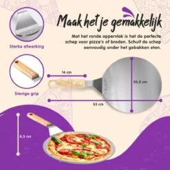 Nowad Pizzaschep RVS Rond Voor BBQ En Oven - 30,5 Cm - Pizzaspatel - Taartschep - Houten Handvat - Ophangbaar - Rond - Vaatwasbestendig - Keukenaccessoires -Barbecue Serie Winkel 1200x1200 616