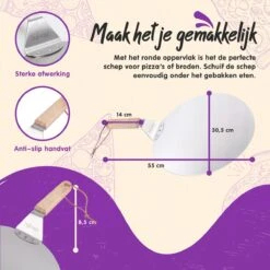 Nowad Pizzaschep RVS Rond Voor BBQ En Oven - 30,5 Cm - Pizzaspatel - Taartschep - Houten Handvat - Ophangbaar - Rond - Vaatwasbestendig - Keukenaccessoires -Barbecue Serie Winkel 1200x1200 620