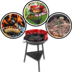 Houtskoolbarbecue Ø33 Cm | Verstelbare Grill BBQ | Halfopen | Zwart / Rood -Barbecue Serie Winkel 1200x1200 84