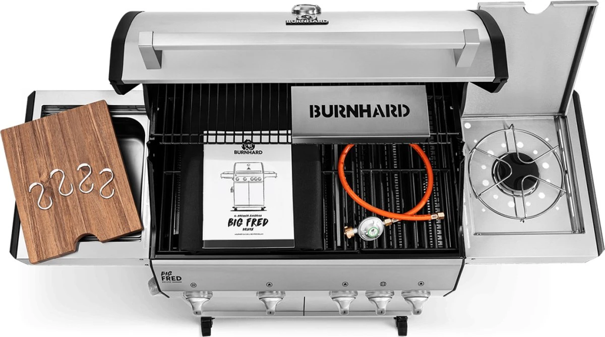 Burnhard Gas BBQ Big FRED Deluxe - 4 Branders - Incl. Keramische Infraroodbrander & Afdekhoes - Deluxe 17 Burnhard Gas BBQ Big FRED Deluxe - 4 Branders - Incl. Keramische Infraroodbrander & Afdekhoes - Deluxe - Afbeelding 17