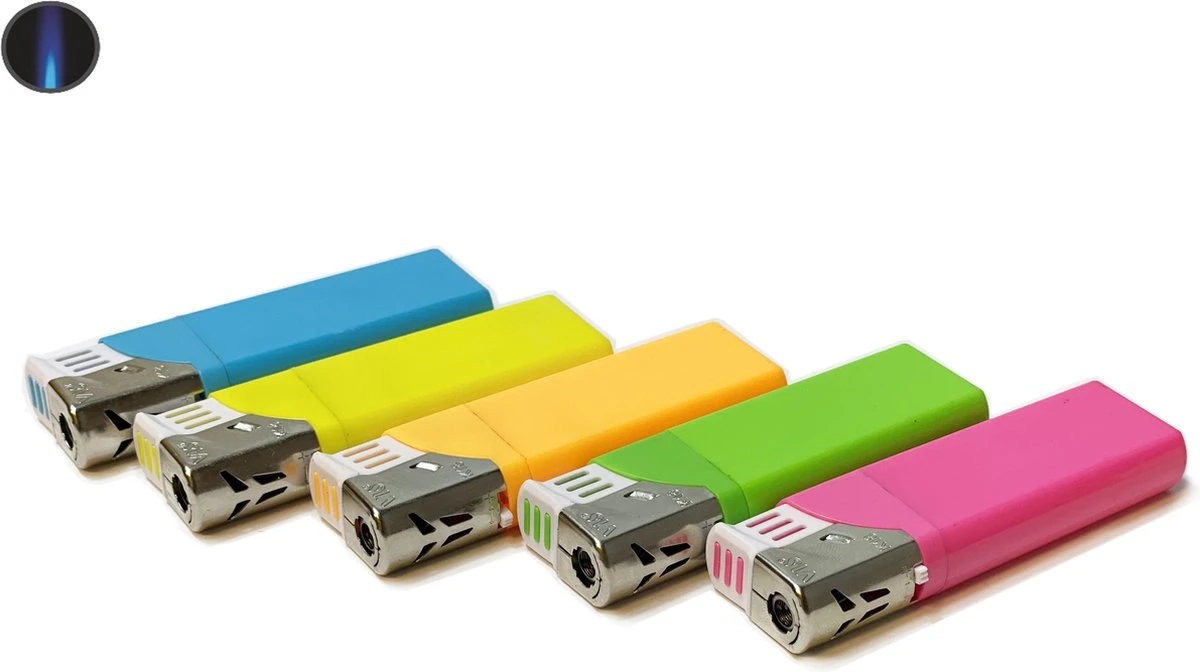 Stormaanstekers Turbo Aanstekers Neon Kleur - Merk Unilite Vio - Tray Van 50 Stuks - Navulbaar. 2 Stormaanstekers Turbo Aanstekers Neon Kleur - Merk Unilite Vio - Tray Van 50 Stuks - Navulbaar. - Afbeelding 2