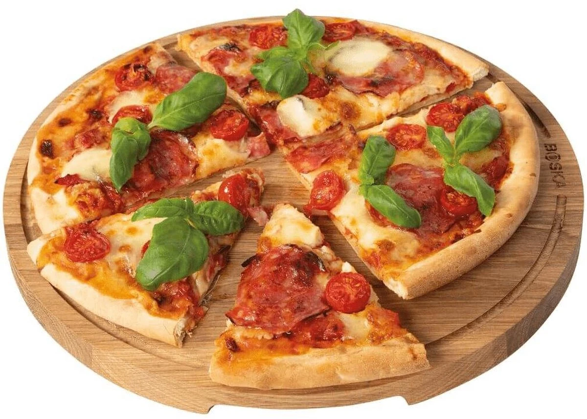 Boska Pizzaplank Friends L - BBQ Accessoires - Eikenhout - Handige Opvanggeul - Ø 34 Cm 3 Boska Pizzaplank Friends L - BBQ Accessoires - Eikenhout - Handige Opvanggeul - Ø 34 Cm - Afbeelding 3