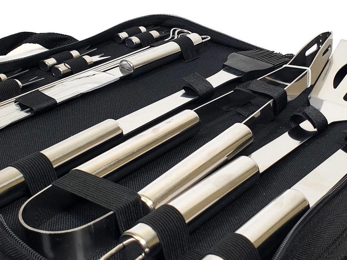 Krumble 18-delige Barbecue Set / Roestvrijstalen BBQ Set Van 18 / Inclusief Handige Opbergtas - RVS 2 Krumble 18-delige Barbecue Set / Roestvrijstalen BBQ Set Van 18 / Inclusief Handige Opbergtas - RVS - Afbeelding 2