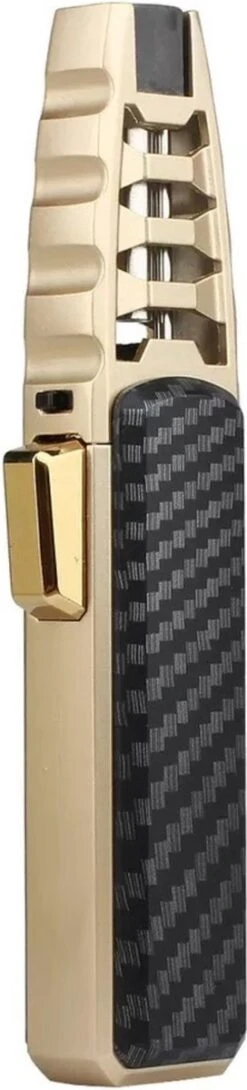 Merkloos Turbo Jetflame Aansteker - Gasbrander - Vuurwerk Torch - Crème Brûlée Brander - BBQ En Sigaren Aansteker - Windproof - Carbon Met Goudkleurige Metalen Behuizing -Barbecue Serie Winkel 272x1200 2