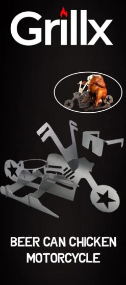 GrillX Beer Can Chicken Houder - Kiphouder Motorcycle - BBQ Accesoires - Bierkip - Barbeque Gereedschap - Chicken Sitter -Barbecue Serie Winkel 533x1200
