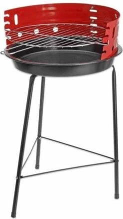 Houtskoolbarbecue Ø33 Cm | Verstelbare Grill BBQ | Halfopen | Zwart / Rood -Barbecue Serie Winkel 676x1200