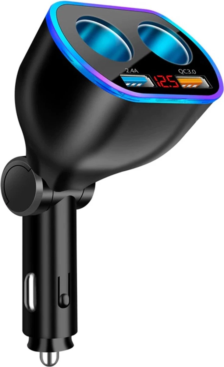 Auto Sigarettenaansteker Splitter - Losse Oplader - USB 2.0 A/USB 3.0 A 2 Poorten - Zwart - Snellader - Splitter - Auto Lader USB 1 Auto Sigarettenaansteker Splitter - Losse Oplader - USB 2.0 A/USB 3.0 A 2 Poorten - Zwart - Snellader - Splitter - Auto Lader USB