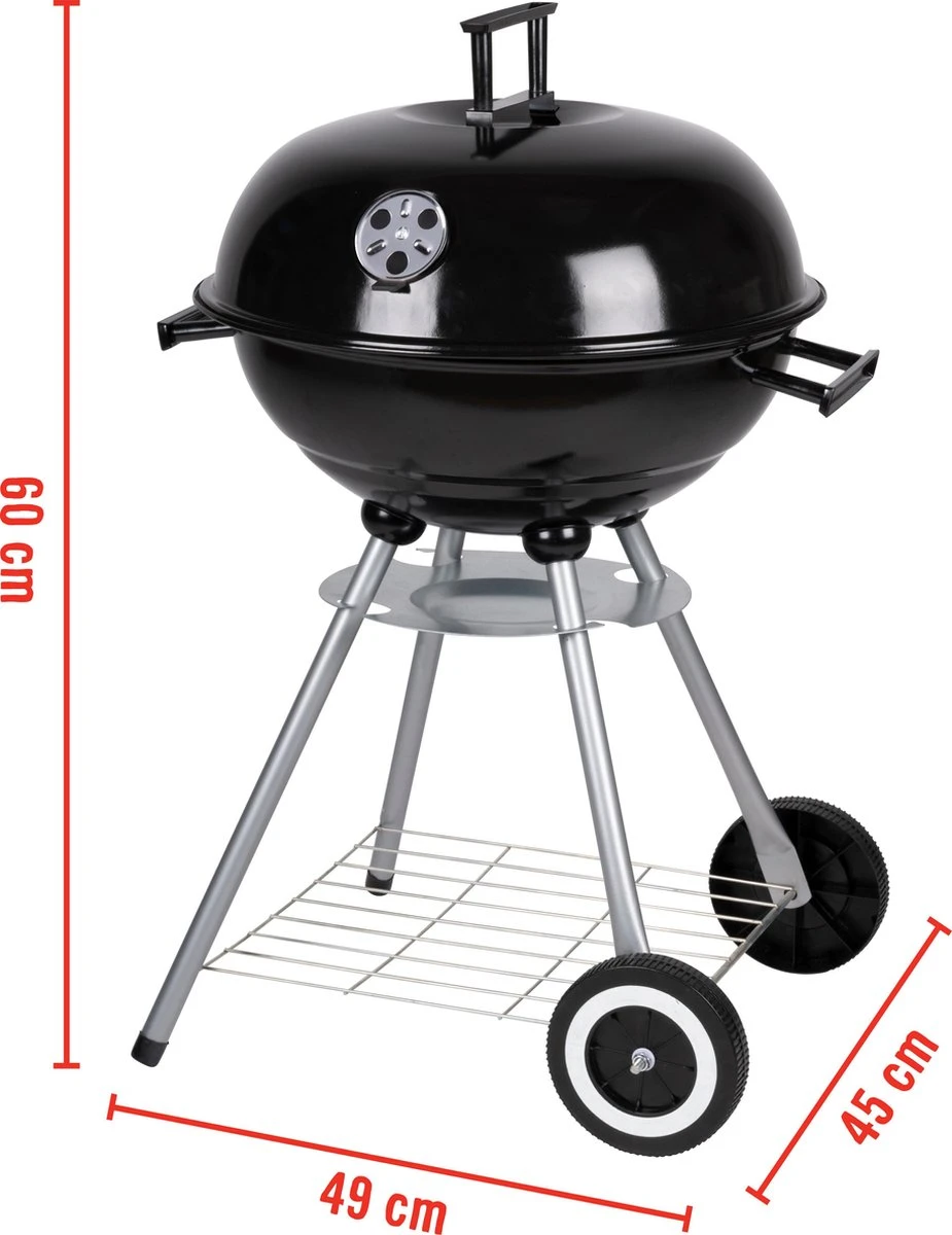 BBQ Collection Houtskoolbarbecue - Kogelbarbecue 45 X 60 Centimeter - Ronde Barbecue - Barbecue Op Wielen - Zwart - Metaal 6 BBQ Collection Houtskoolbarbecue - Kogelbarbecue 45 X 60 Centimeter - Ronde Barbecue - Barbecue Op Wielen - Zwart - Metaal - Afbeelding 6